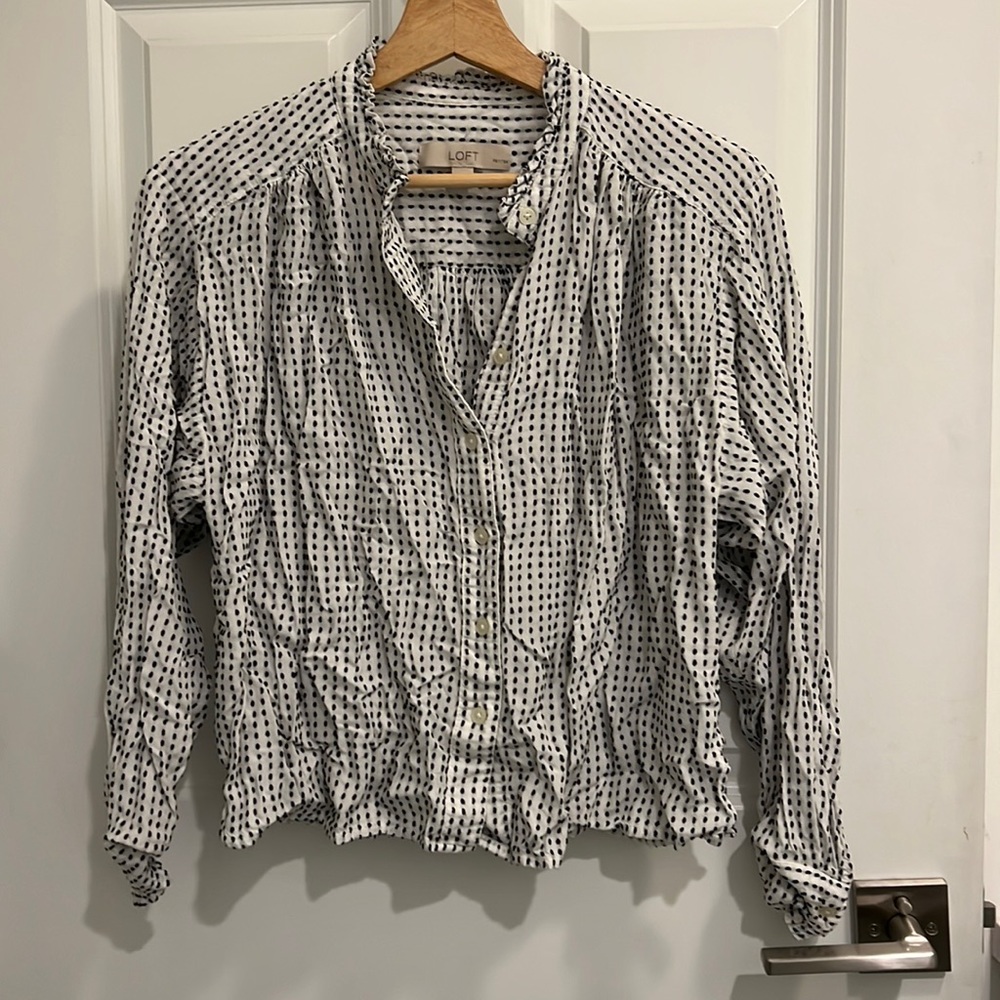 LOFT SHEER SEWN DETAIL PATTERN BLOUSE